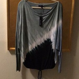 MAX STUDIO Tie Dye Top With Drawstring Waist NWT